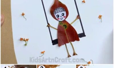 Girl Swing on Tree Leaf Craft Tutorial for Kids