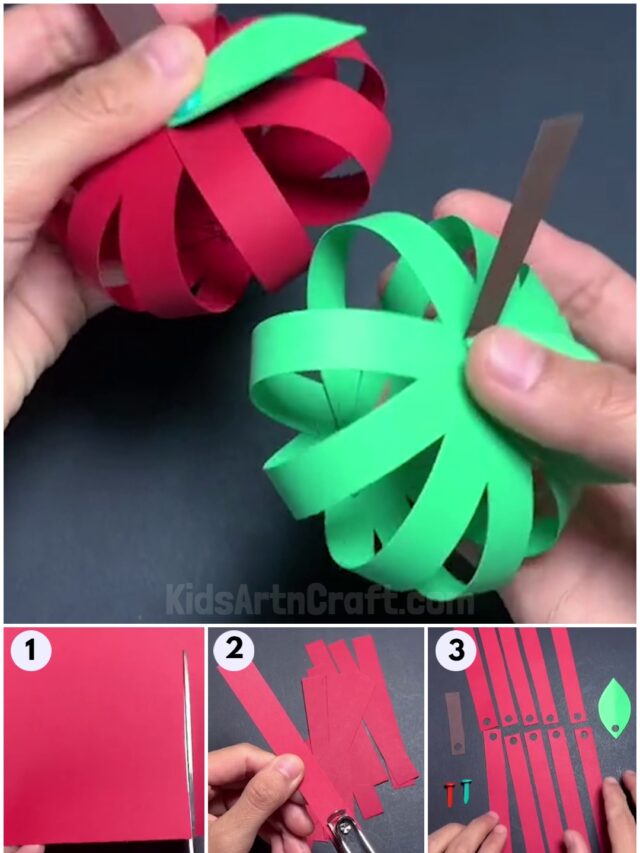 How to Make Paper Strip Apple Craft Tutorial for Kids Kids Art & Craft