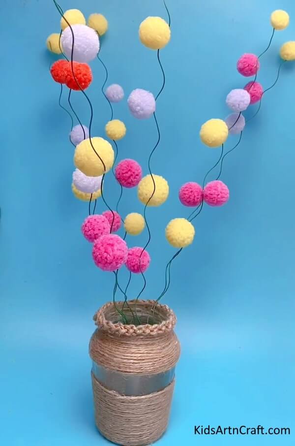 Decoration Flower Vase Craft Using Pom Pom - Home-Made Projects Utilizing Foam For Kids 