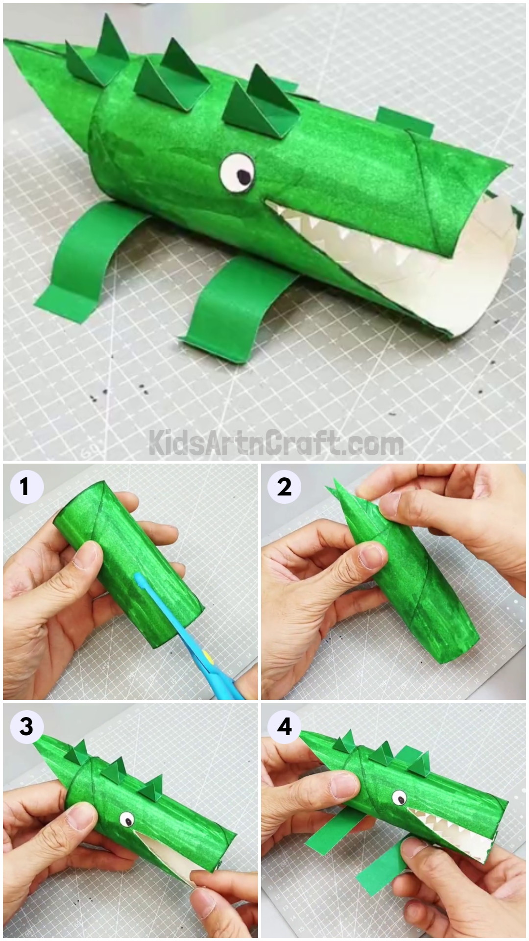 DIY Alligator Animal craft From Toilet Paper Rolls