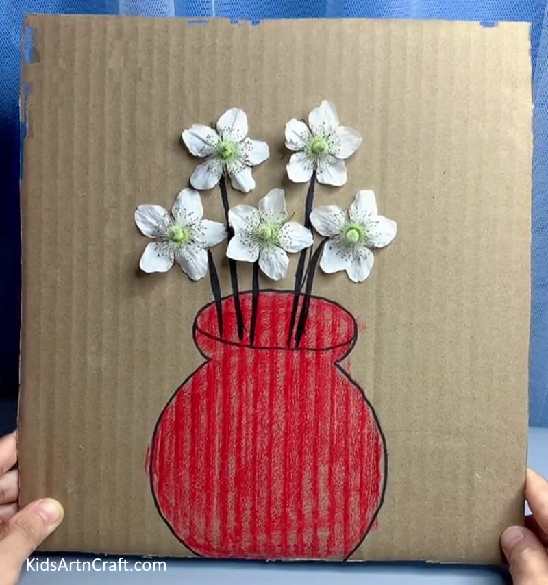 Cardboard Flower Craft Is Ready To Display! - Constructing flower art from cardboard