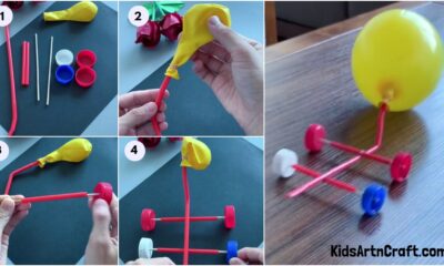 DIY car with balloon and straw Easy Tutorial