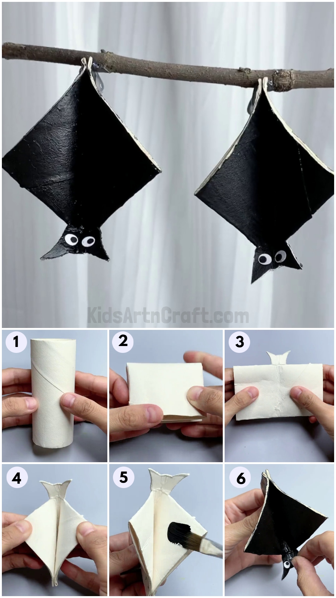 DIY Cardboard Tube Bat Craft Tutorial For Kids