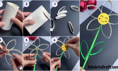DIY Cardboard Tube Flowers step by step Tutorial
