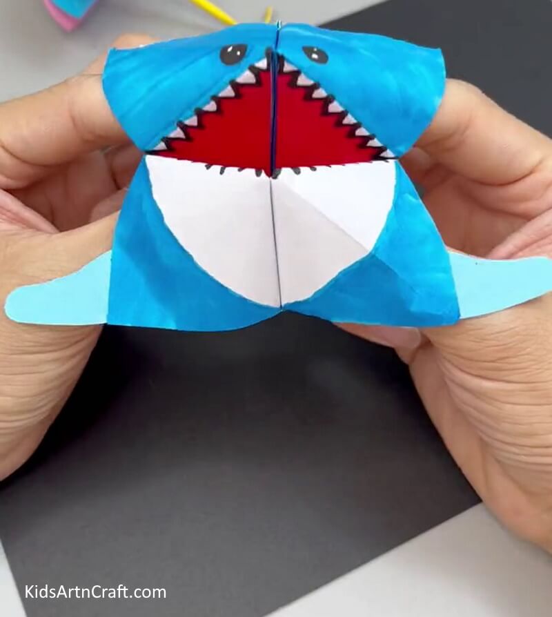 Yay! Your Origami Shark Toy Is Ready! - Crafting a paper origami shark with a step-by-step guide