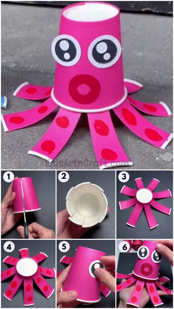 DIY Easy Paper Cup Octopus Craft For Kids - Kids Art & Craft
