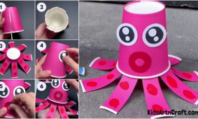DIY Easy Paper Cup Octopus Craft For Kids