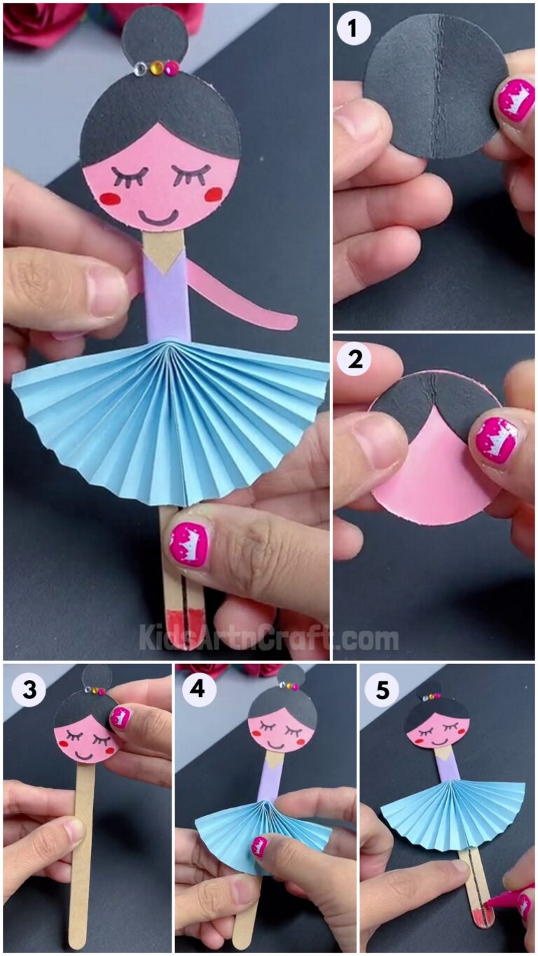 DIY Paper Ballerina Craft Tutorial For Kids - Kids Art & Craft