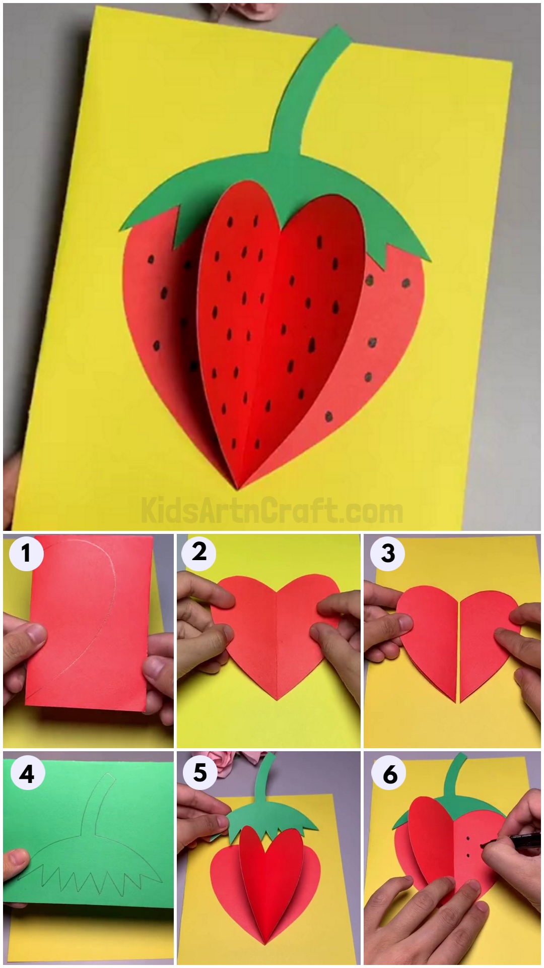 DIY Easy Paper Strawberry Tutorial For Kids