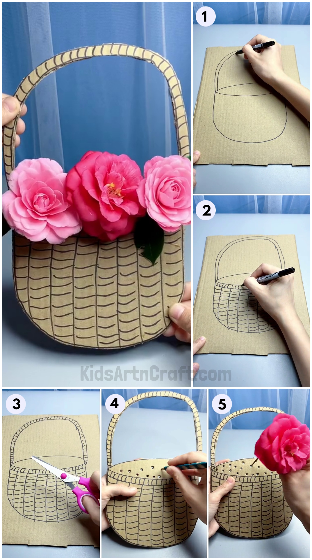 DIY Flower Basket Step by Step Tutorials for Kids