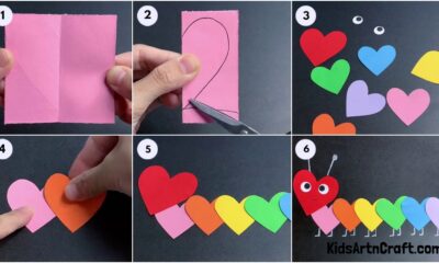 DIY Heart-Shaped Caterpillar Craft For Kids