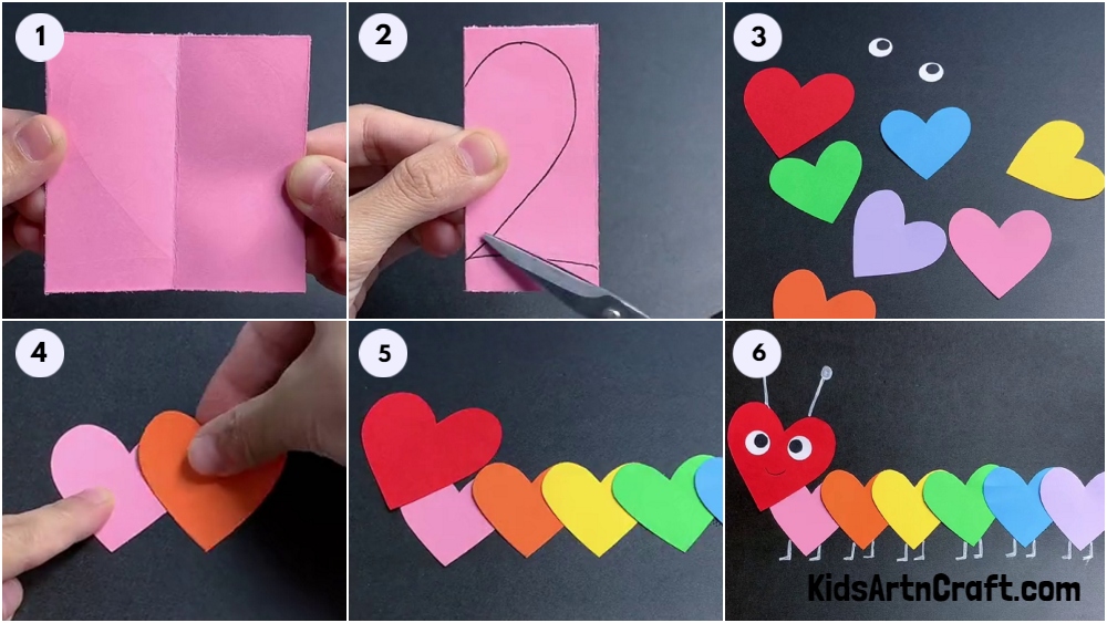 DIY Heart-Shaped Caterpillar Craft For Kids