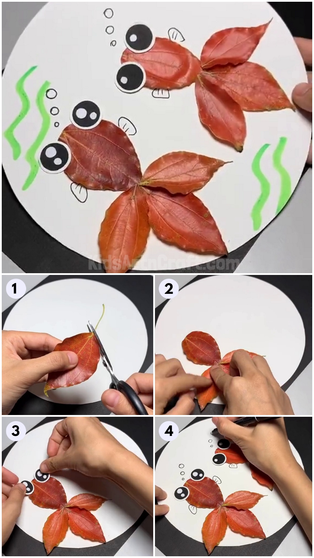 DIY leaf art Fish making Easy Tutorial for kids