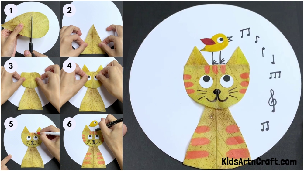 DIY Leaf Cat Step by Step Tutorial For Kids
