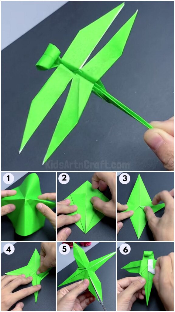 DIY Origami Dragonfly Easy Tutorial for kids - Kids Art & Craft