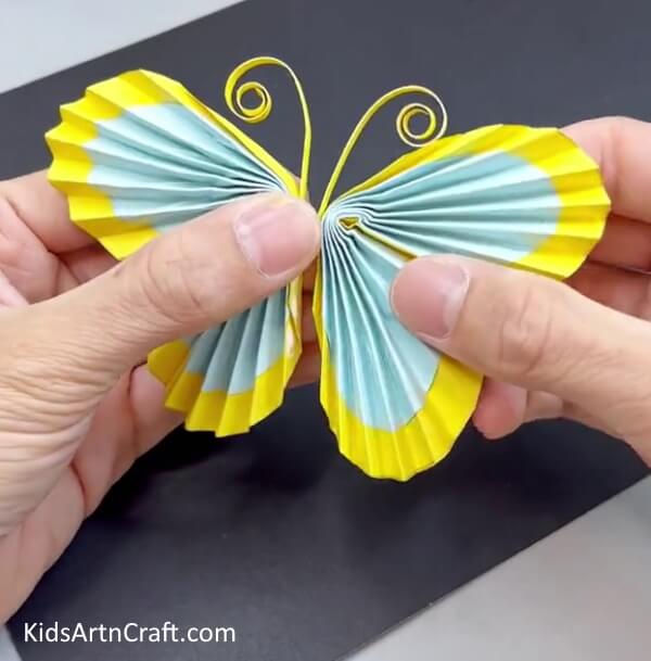 Paper Pleated Butterfly Craft Is Done To Hang! - Making Butterflies Out Of Paper - A Fun Activity For Children 