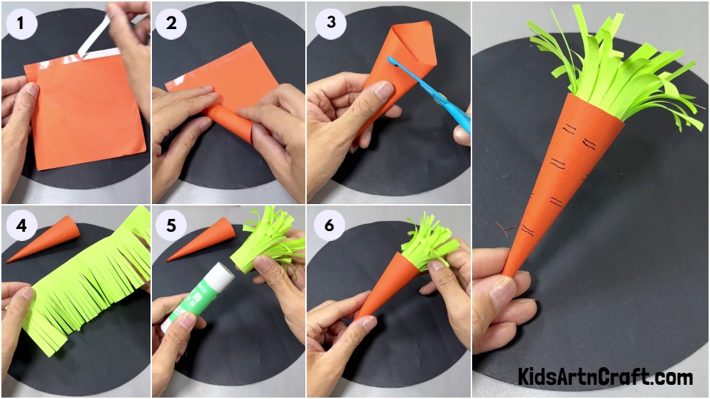 DIY Paper Carrot Step by Step Tutorial For Kids