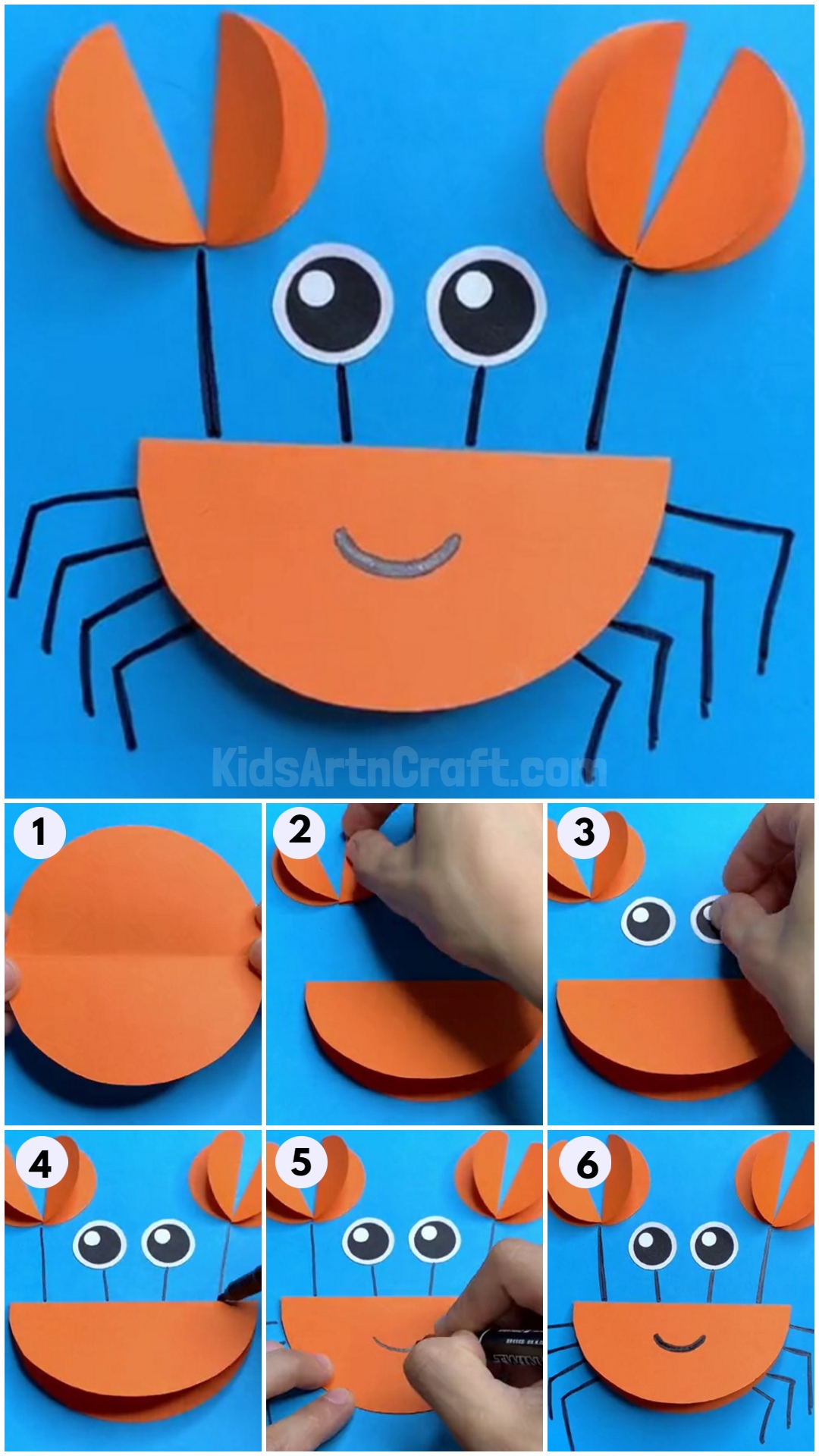 DIY Paper Circle Crab Tutorial For Kids