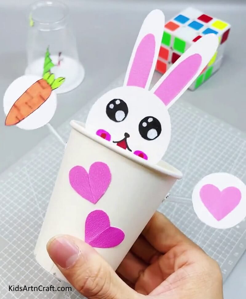 constructing a paper cup bunny For Project