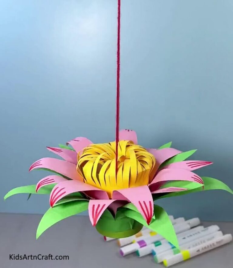 DIY Paper Flower Hanging Craft StepbyStep Tutorials Kids Art & Craft