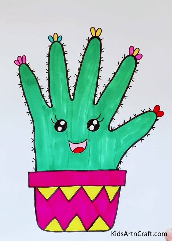 Uncomplicated and Colorful Drawings For Children - Drawing Cactus Art With Hand For Kids