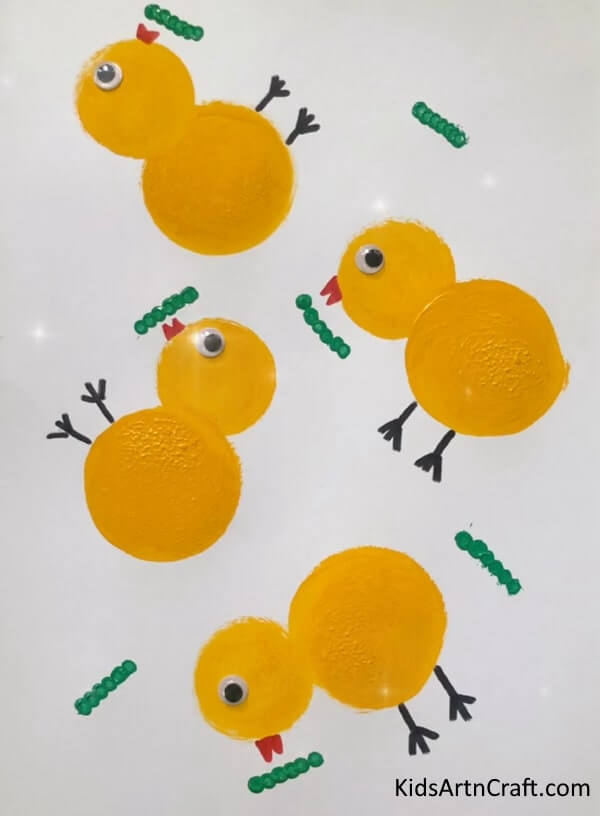 Amusing Artwork With Handicrafts For Children - Easter Spring Chicks Painting Ideas