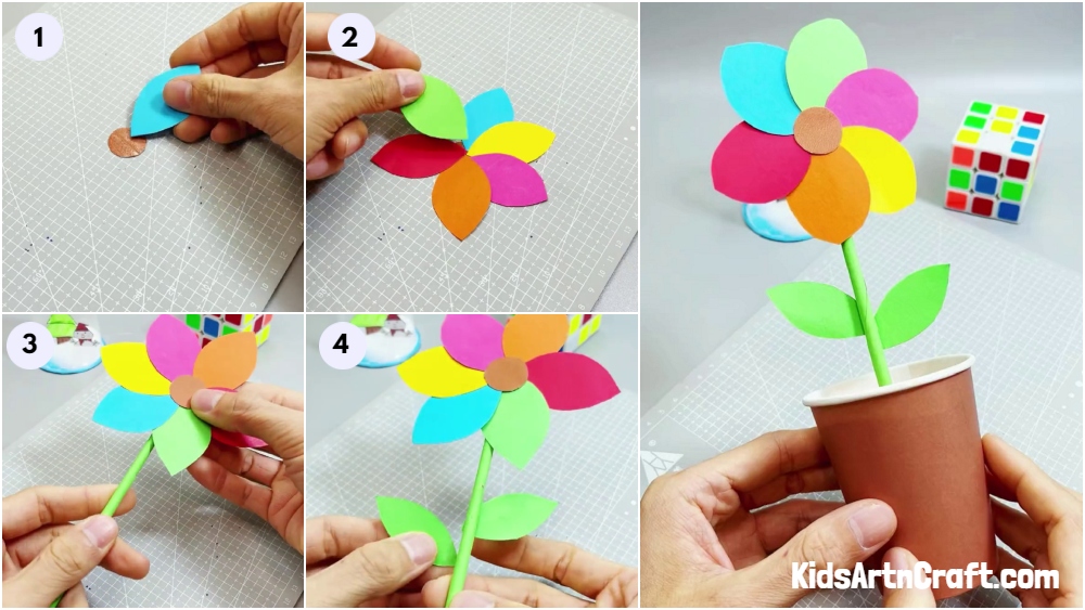 Easy and Colorful Paper Flower Craft For Kids To Make