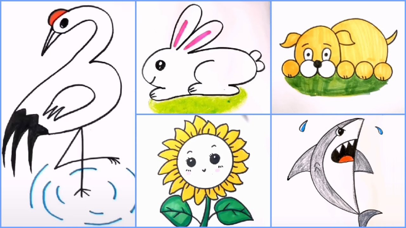 Easy Animal Drawing Learn At Home Video Tutorial for Kids