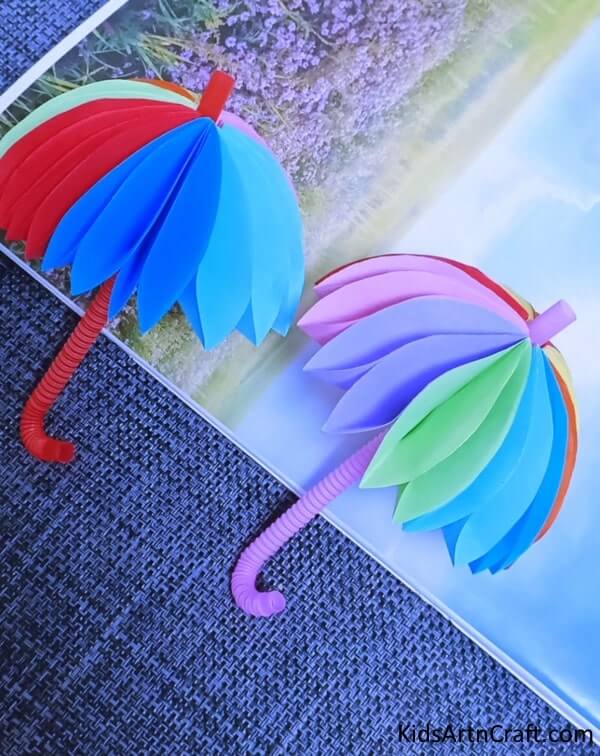 Creative ideas for children to make at home - Easy Colorful Umbrellas Craft Using Paper