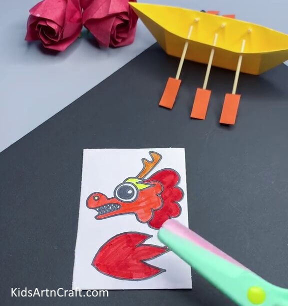 Coloring and Cutting Dragon - An enjoyable Dragon Boat activity for children with just paper 
