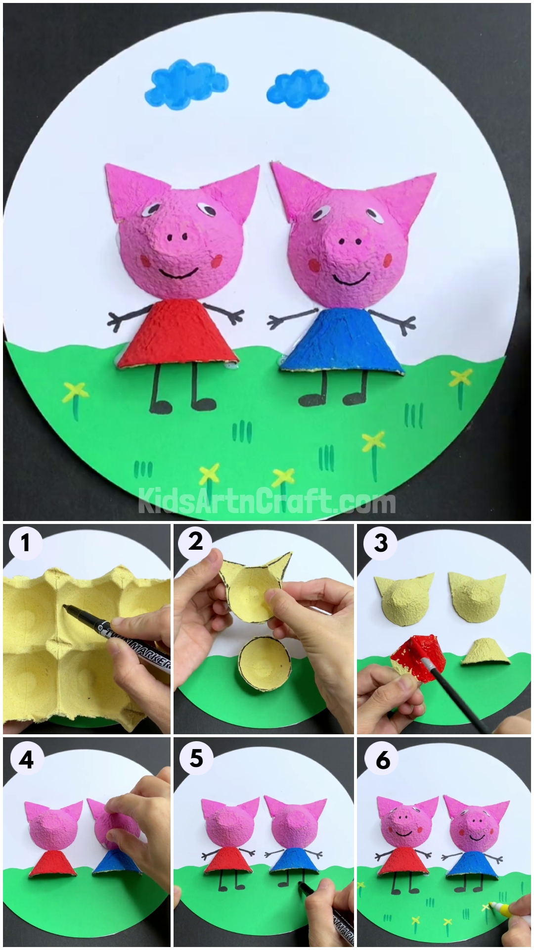  Easy Egg Carton Pigs Step by Step Tutorial For Kids
