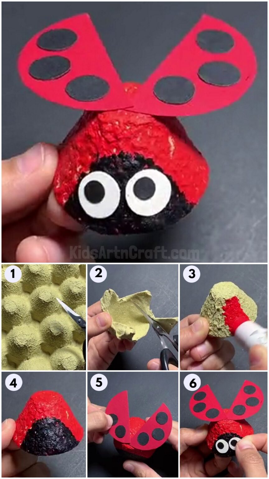 Easy Ladybugs Craft from Recycled Egg Carton Kids Art & Craft