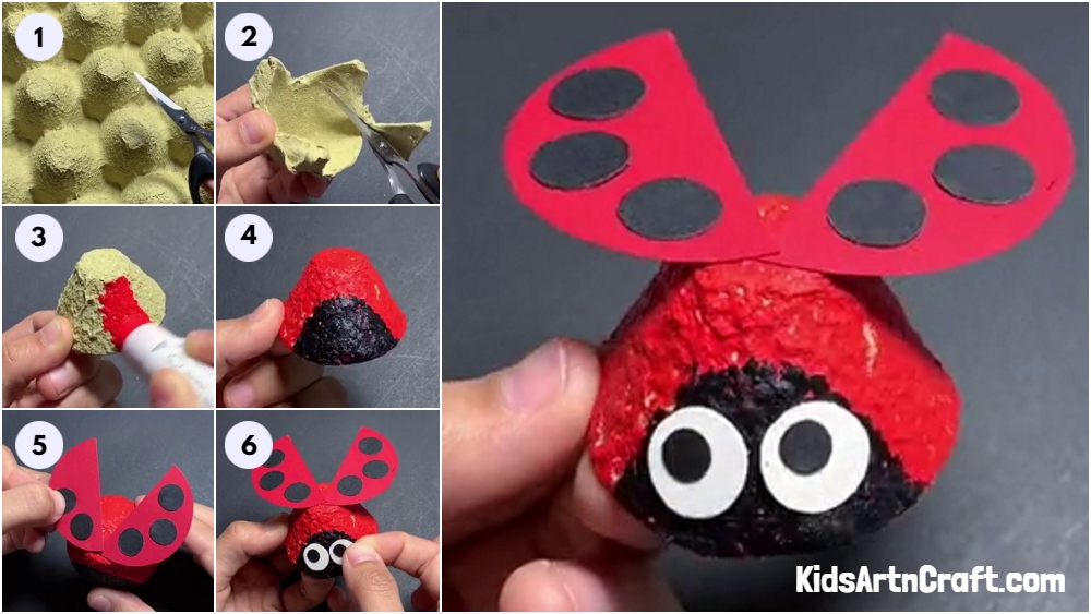 Easy Ladybugs Craft from Recycled Egg Carton