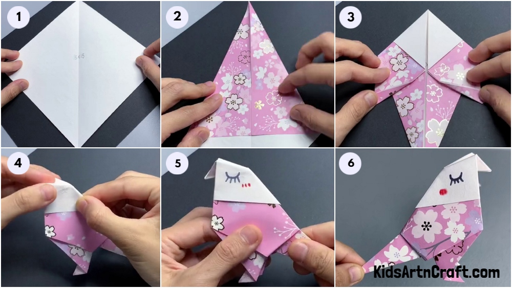 Easy Paper bird Step by Step Tutorial For Kids