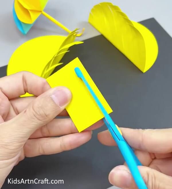 Cutting Yellow Rectangle - Lovely Paper Bird Activity For Children To Participate In