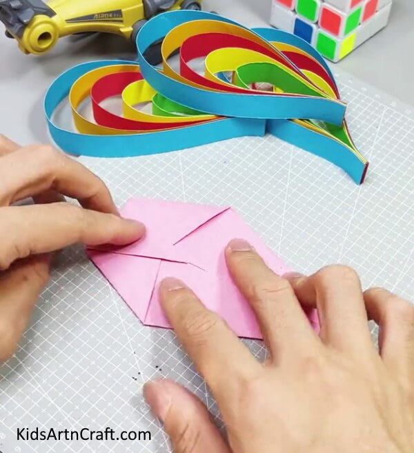 Forming  A Pentagon Shape - Crafting a Peacock with Paper Strips - A Tutorial for Kids