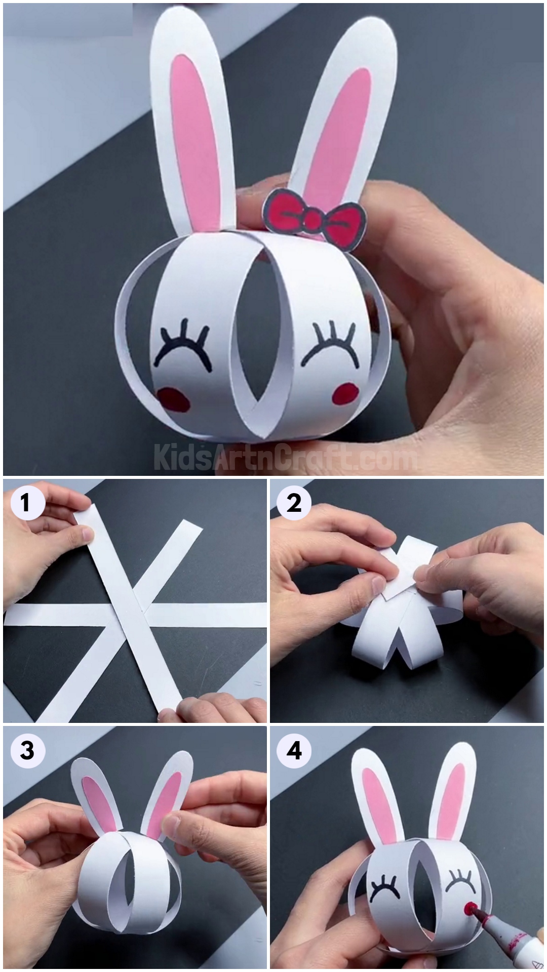 Easy Paper Strip Bunny Craft For Kids
