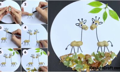 Easy Peanut Shells Giraffe Art and Craft For Kids