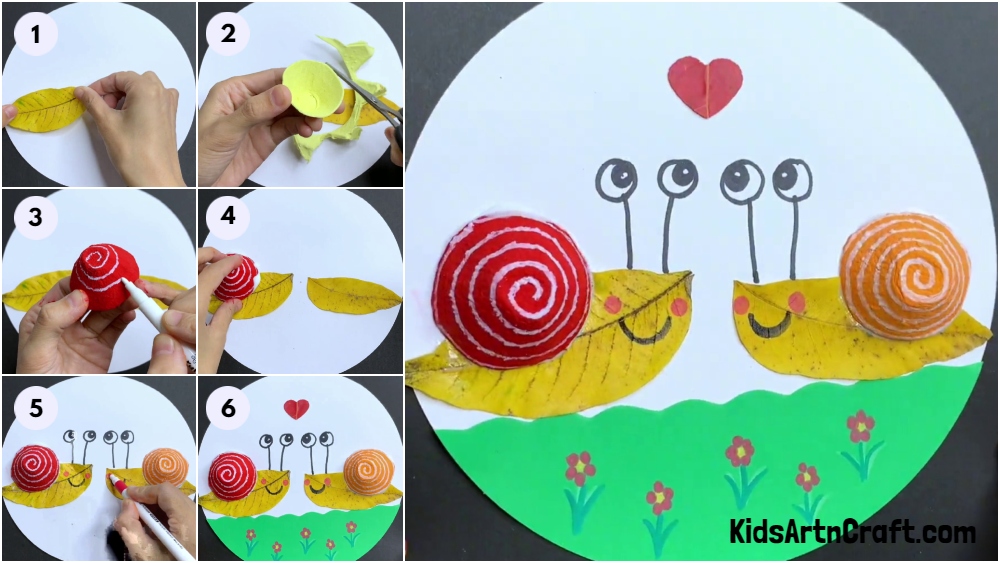Easy Snail Craft using Egg Carton and Leaf - Step by Step Tutorial