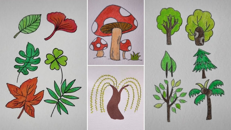 Easy to Draw Tree Plant And Leaf Video Tutorial for All