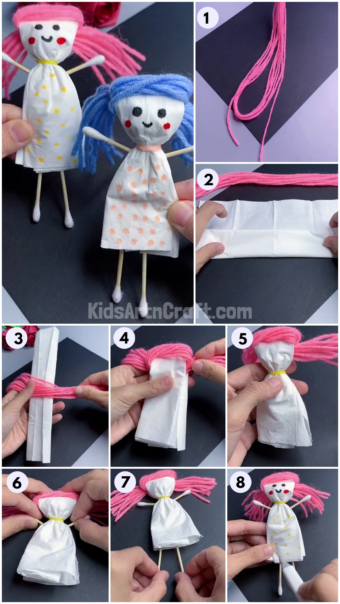 Easy to Make Doll with Yarn and Tissue Paper