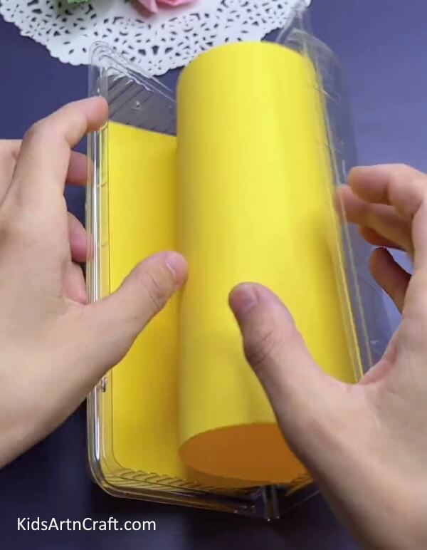 Inserting Yellow Craft Paper