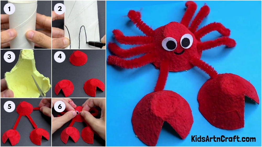 Egg Carton Crab Step-by-Step Tutorial For Kids