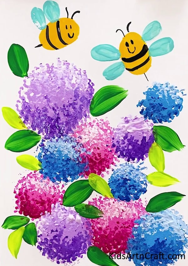 Flower And Honey Bee Painting Using Foam - Imaginative and Colorful Painting Ideas for Children