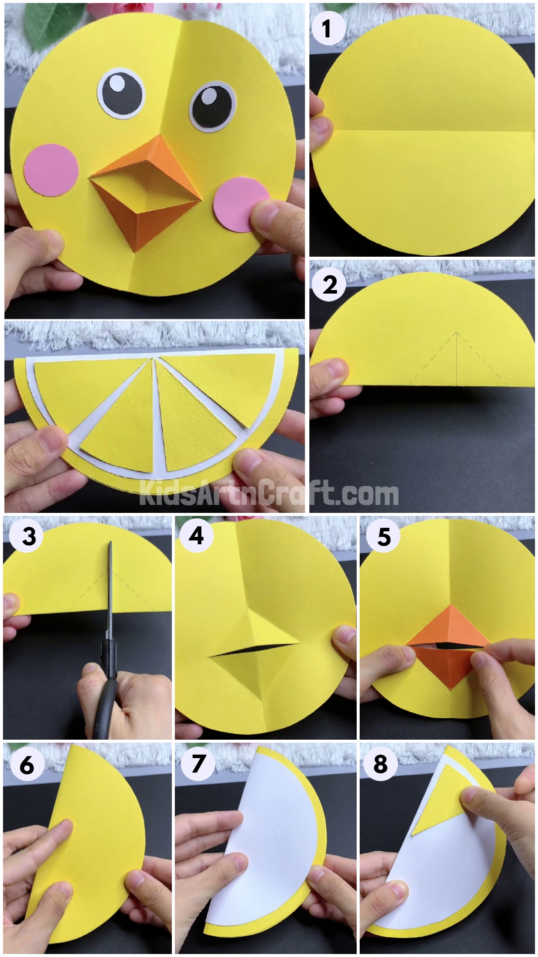 Folded Paper Lemon and Chick Craft Tutorial for Kids