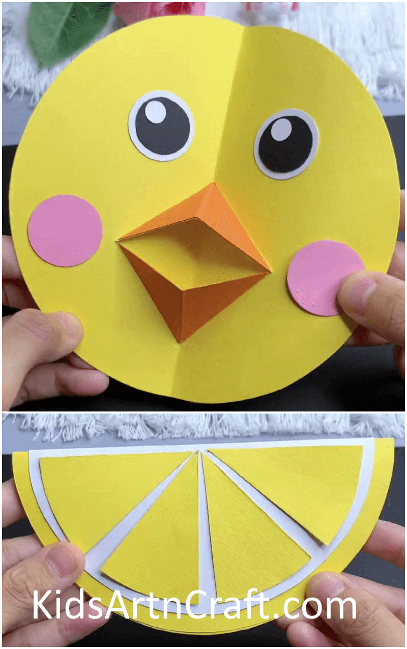A Paper Craft With A Lemon And A Chick Pattern