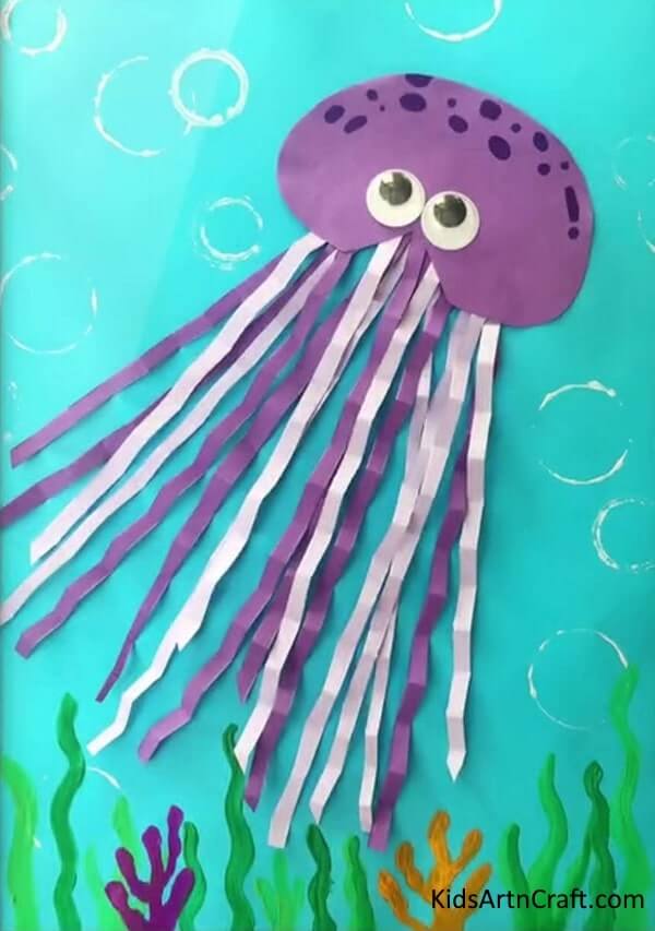 Fun and Unproblematic Crafts for Kids to Try at Home - Fun To Make Jelly Fish Craft Using Paper & Googly Eyes