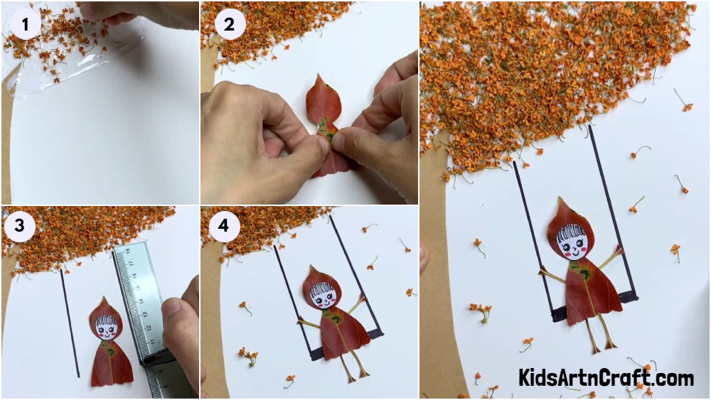 Girl Swing on Tree Leaf Craft Tutorial for Kids