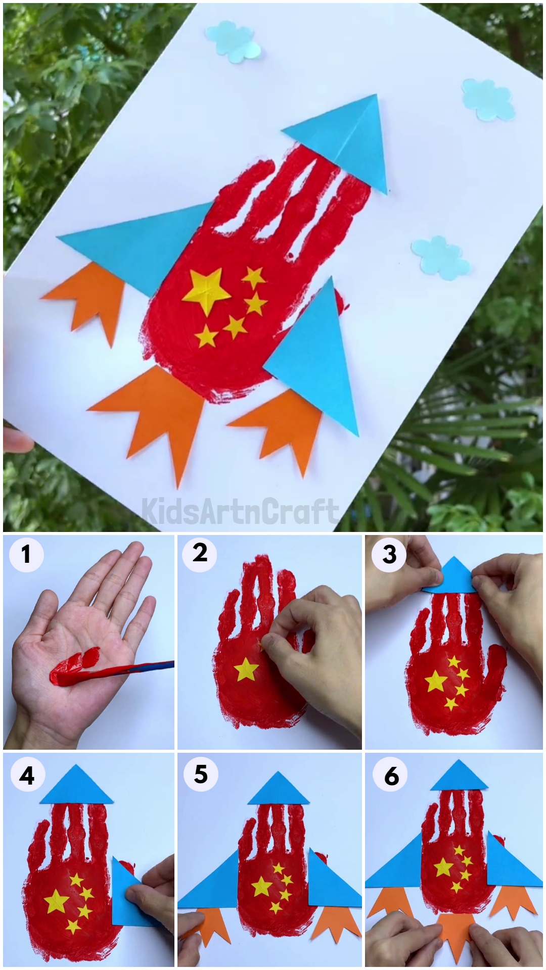 Handprint Paper Rocket Craft for Kids