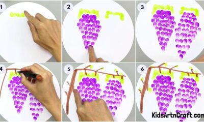 How to Draw Grapes by Finger Printing Step by Step Tutorials
